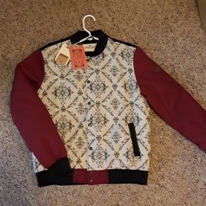 Bellfield Burgundy and Cream Bomber Jacket